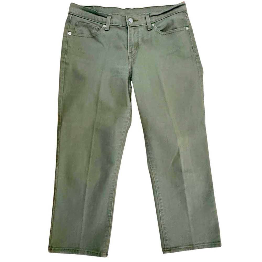 Levi Strauss Size 27 Olive Green Cropped 5 Pocket Jeans Cotton-Elastane